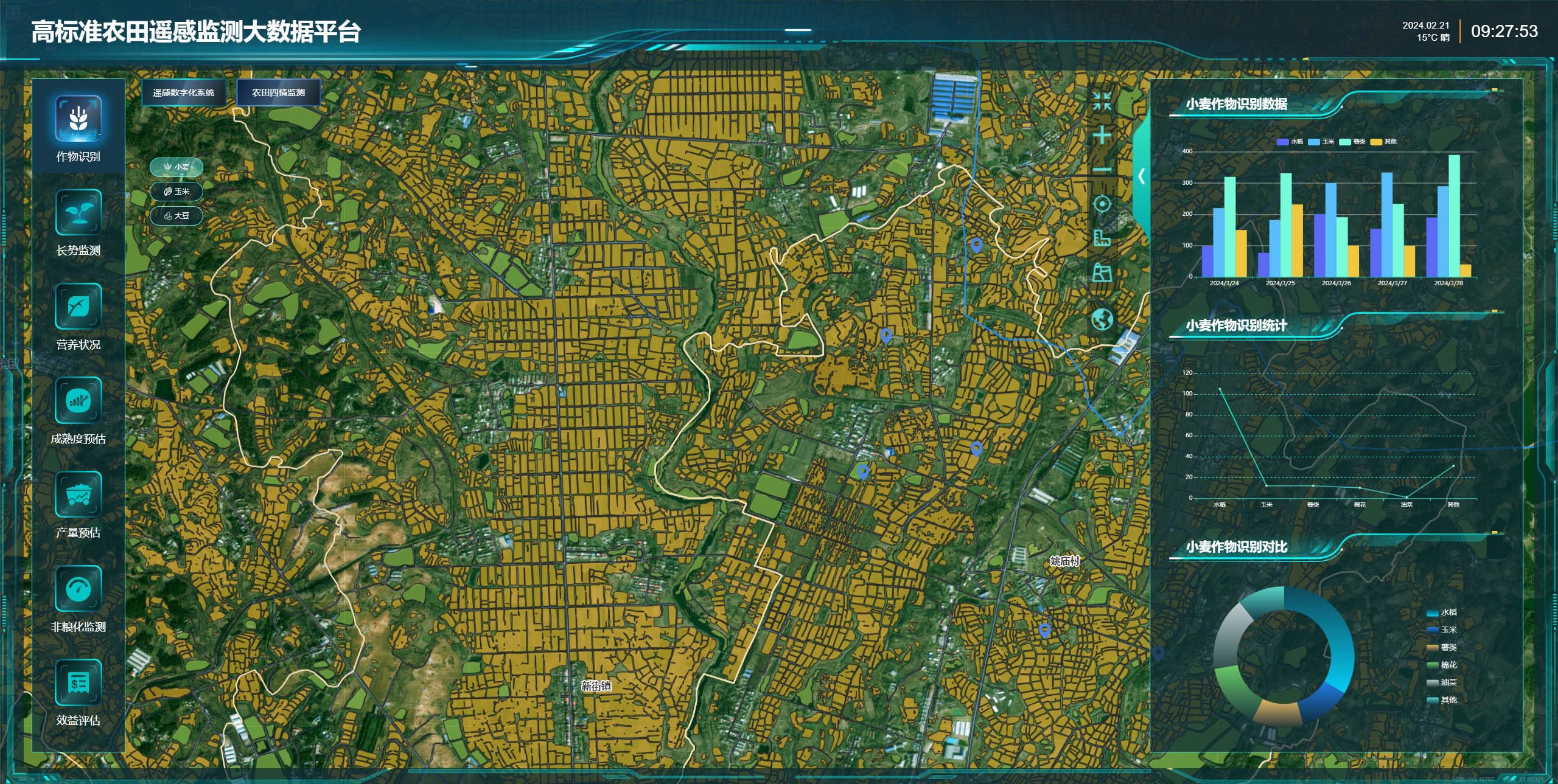 农田遥感监测技术精准绘制农作物种植情况的“数字画像”